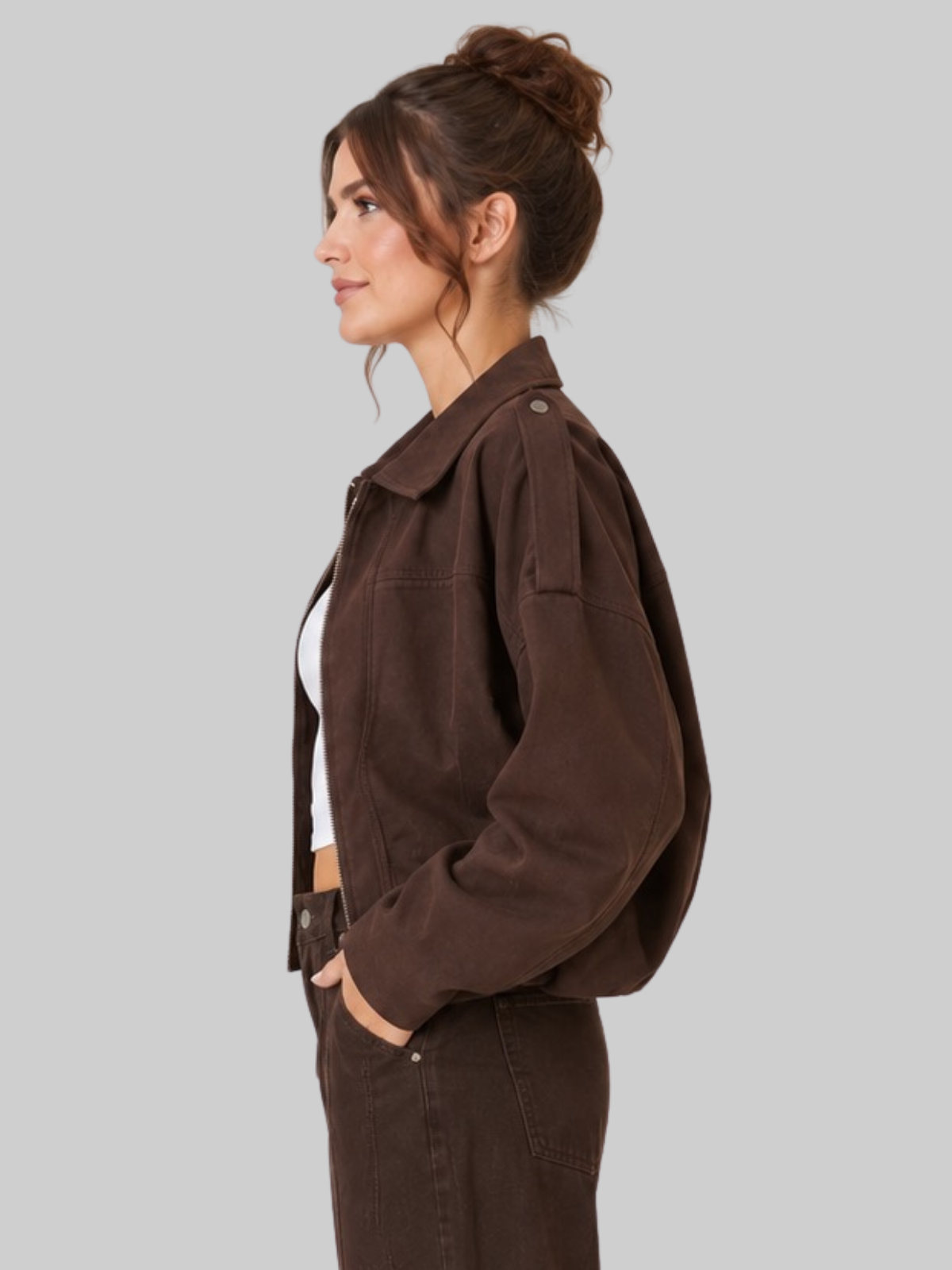 SIACHA Oversized Cropped Bomber Jacket