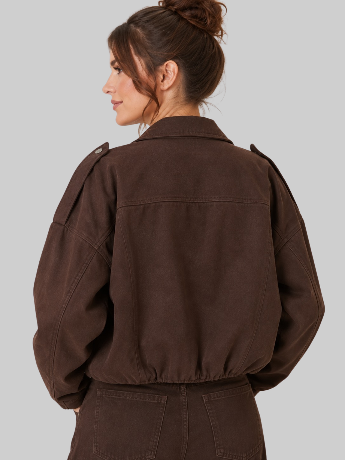 SIACHA Oversized Cropped Bomber Jacket