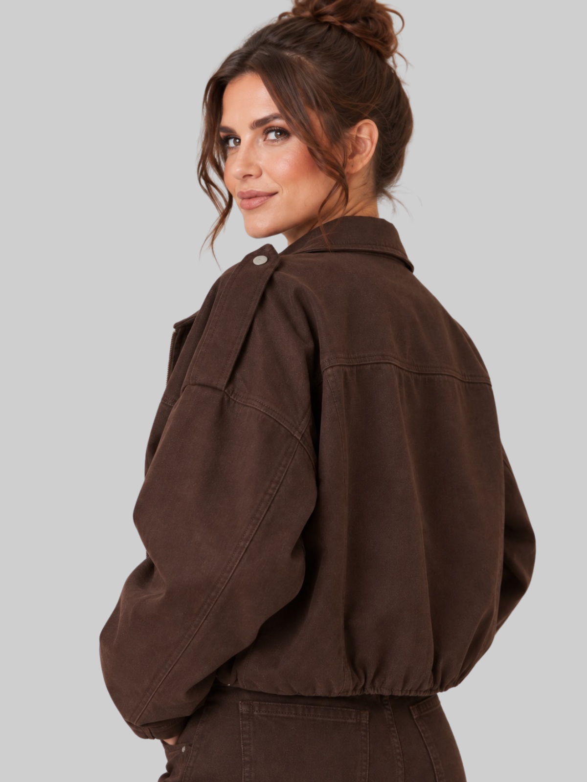 SIACHA Oversized Cropped Bomber Jacket