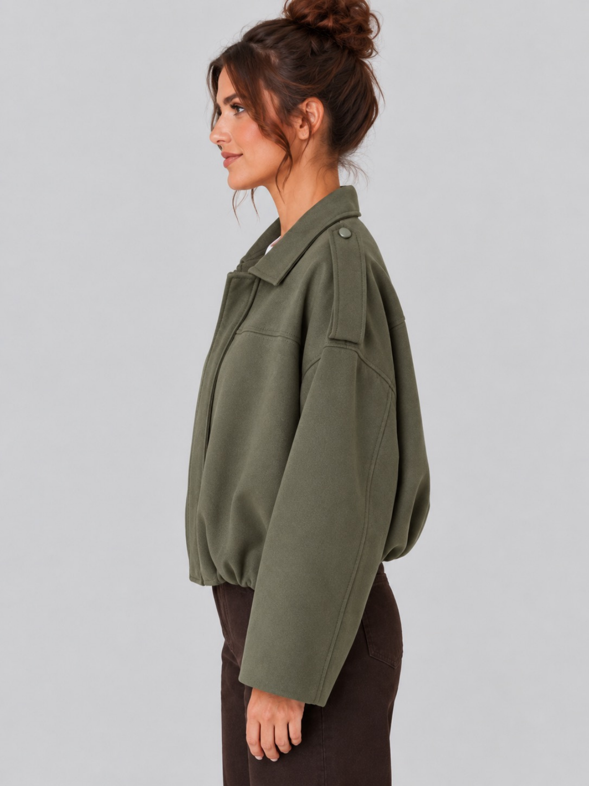 SIACHA Oversized Cropped Bomber Jacket