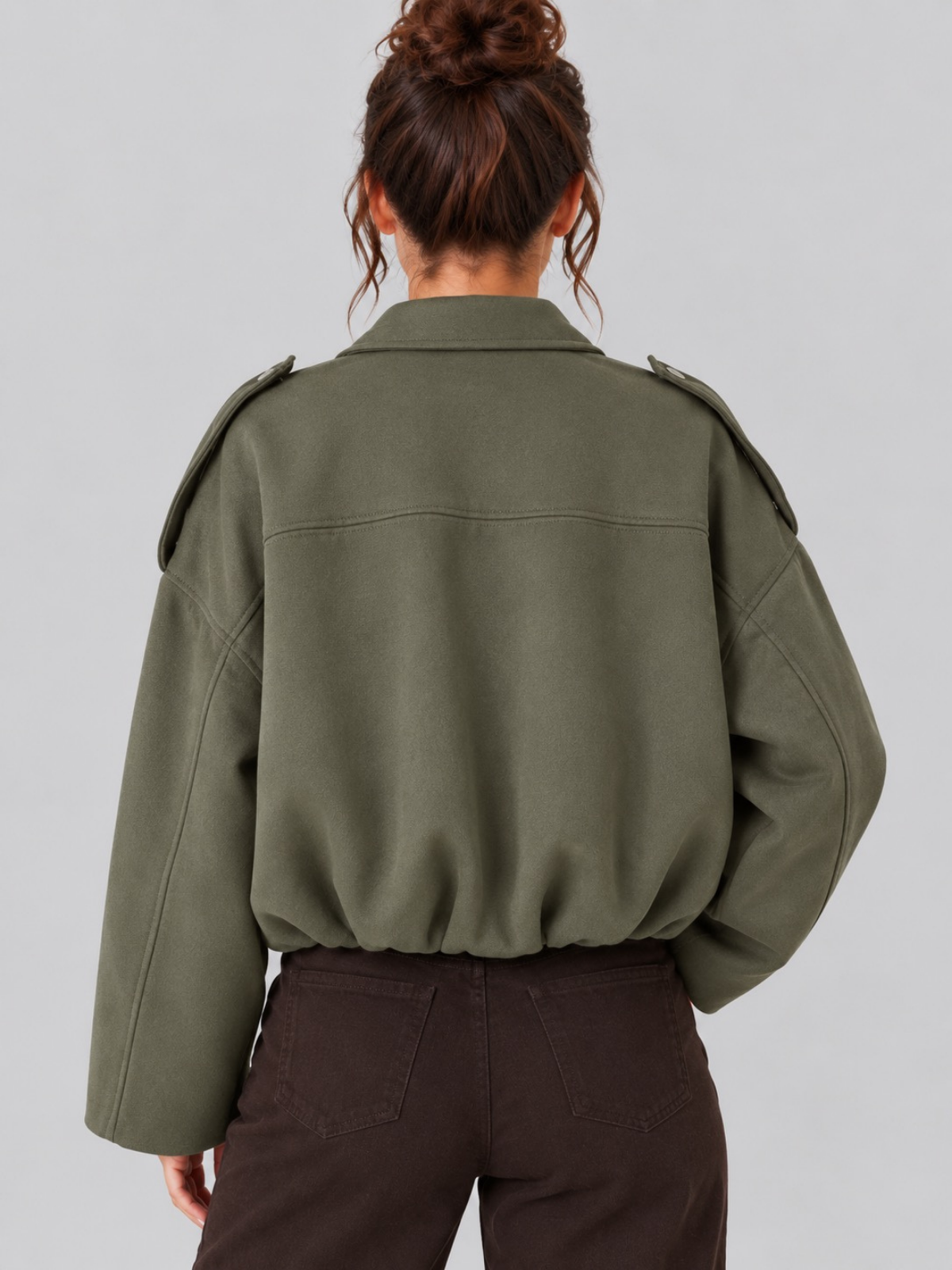 SIACHA Oversized Cropped Bomber Jacket