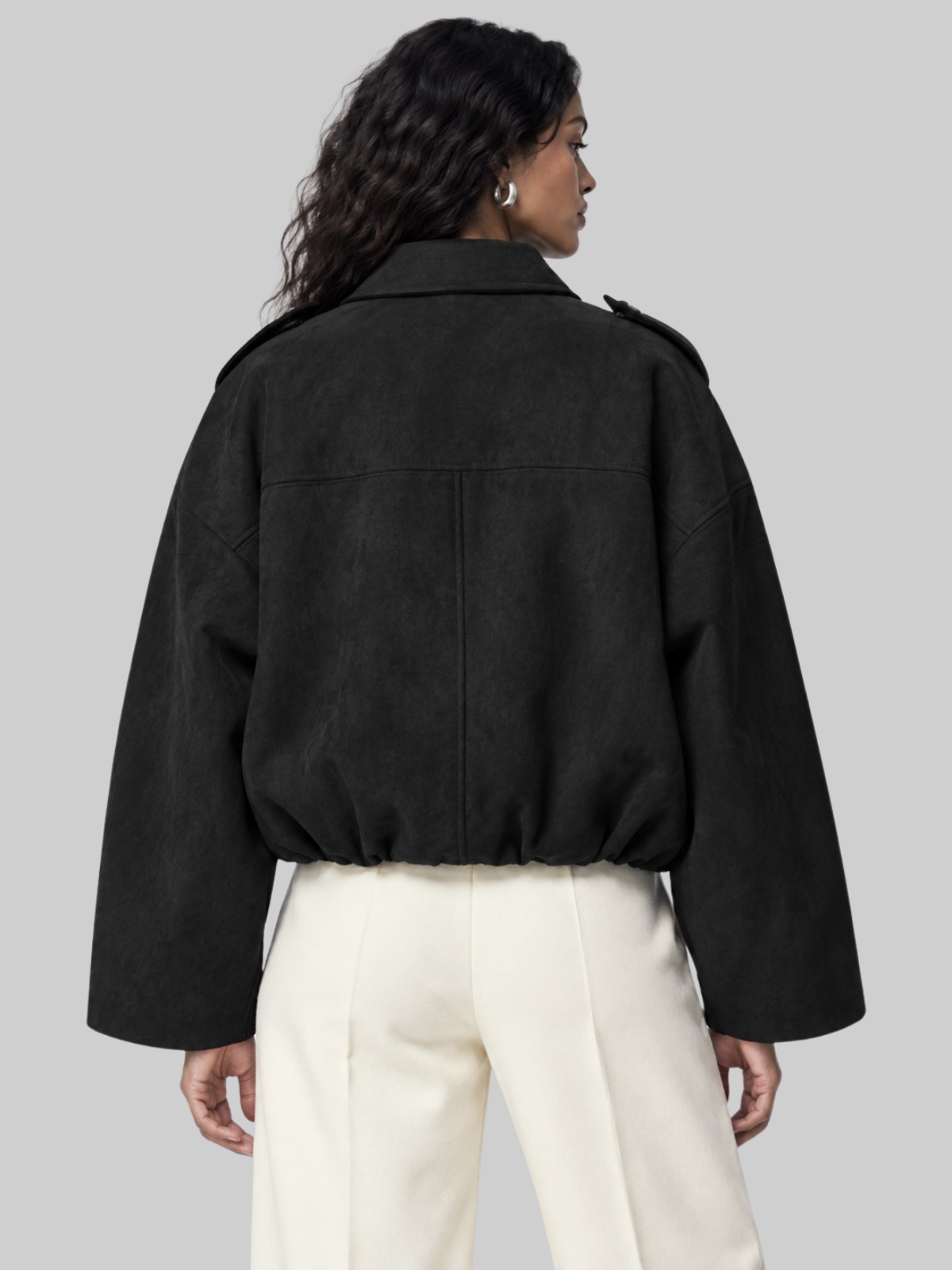 SIACHA Oversized Cropped Bomber Jacket
