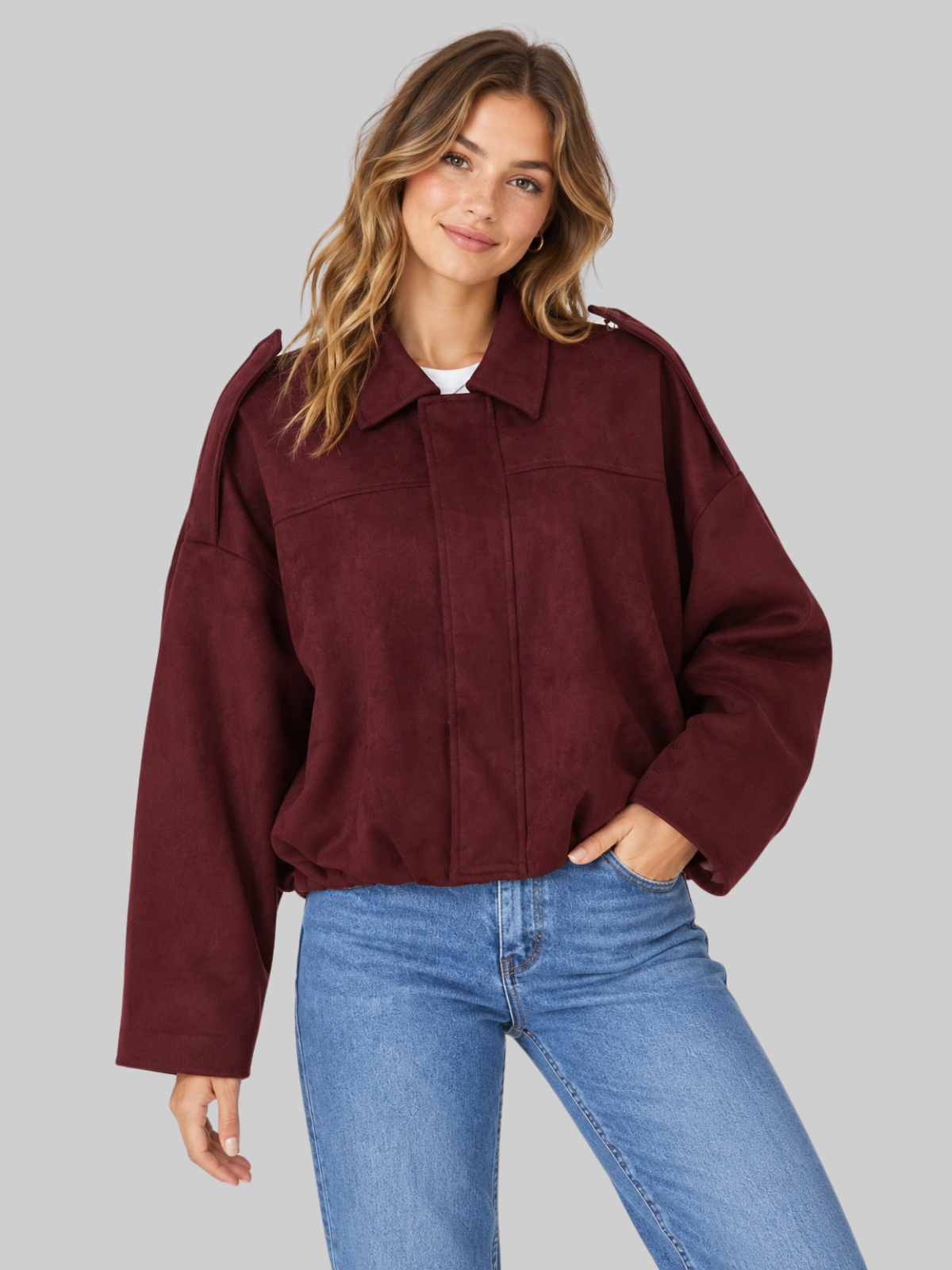 SIACHA Oversized Cropped Bomber Jacket
