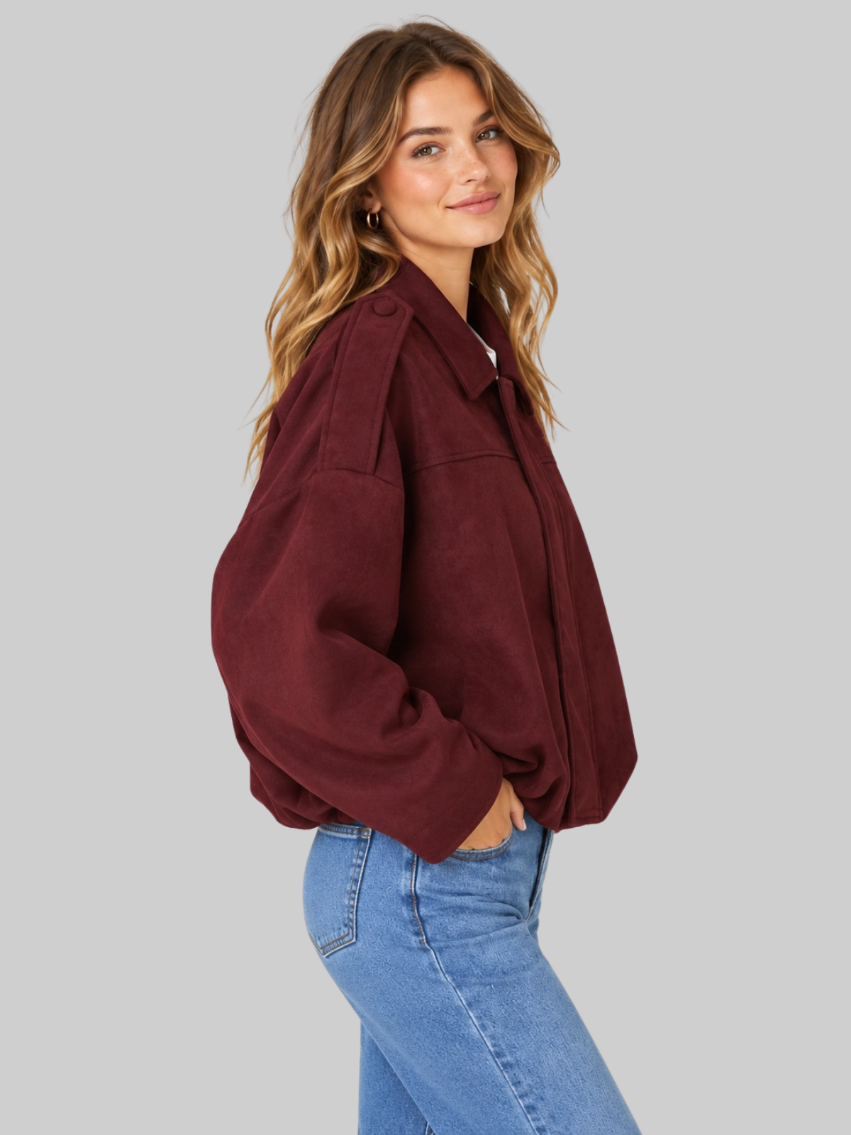 SIACHA Oversized Cropped Bomber Jacket
