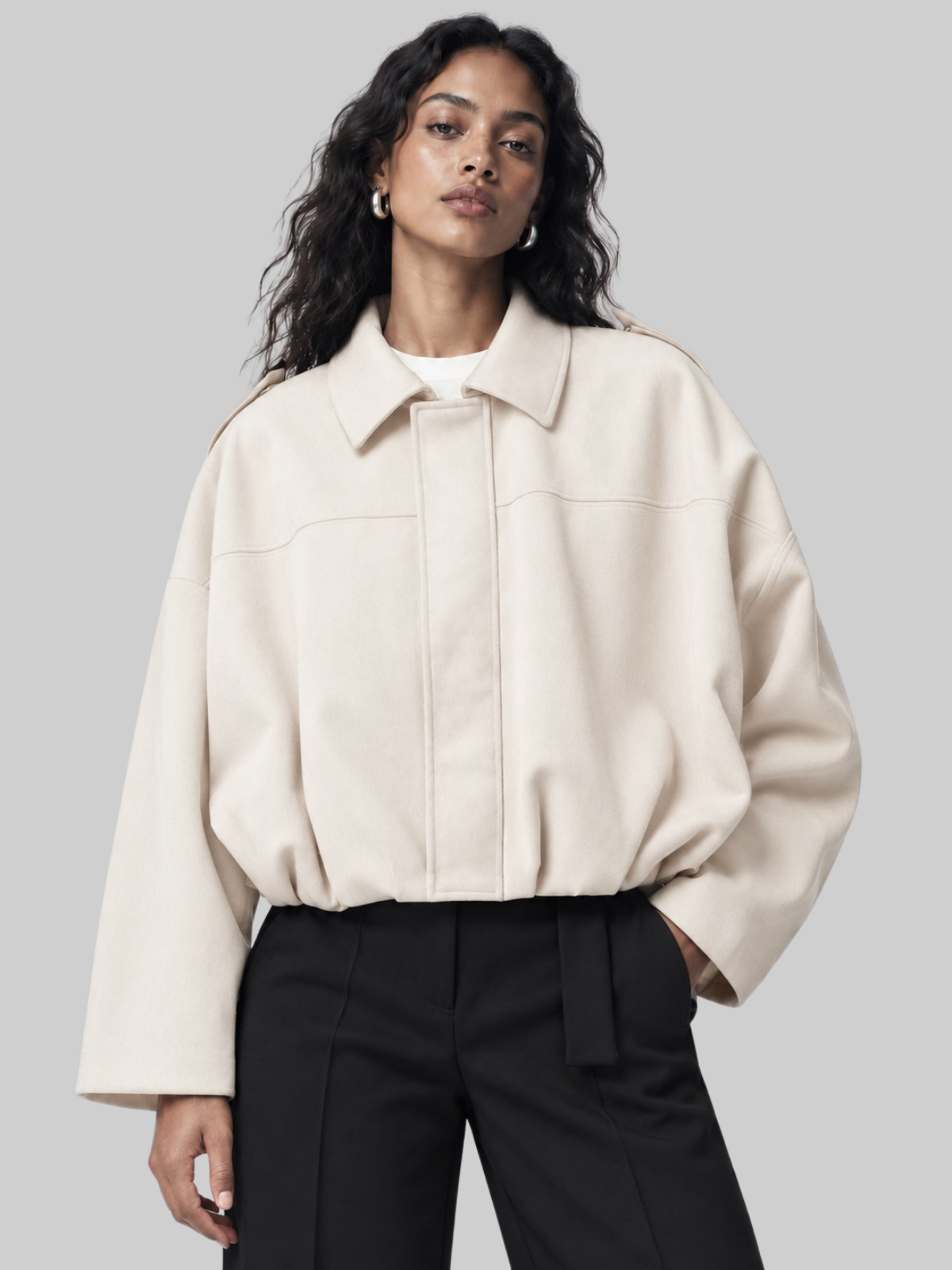 SIACHA Oversized Cropped Bomber Jacket