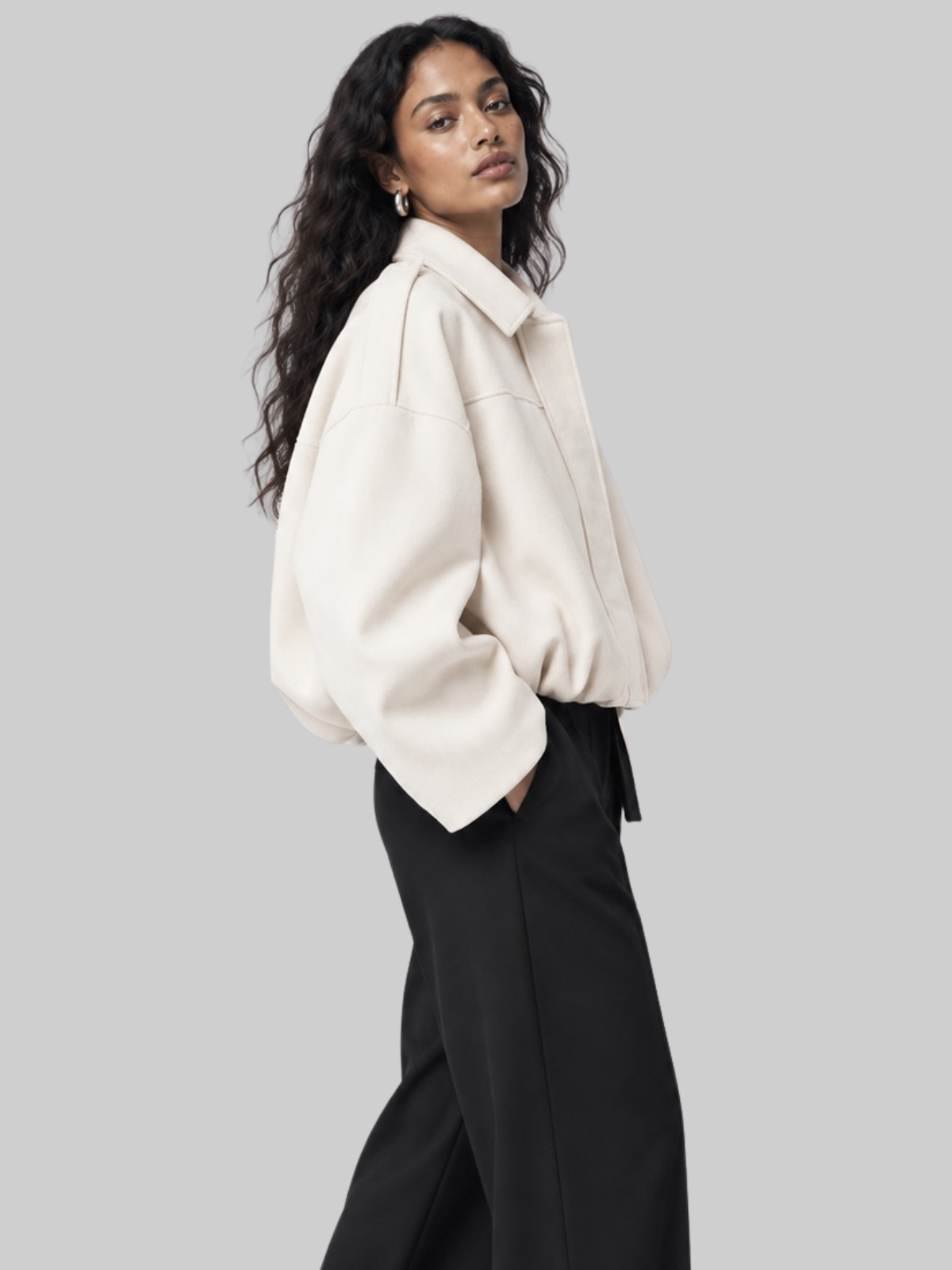 SIACHA Oversized Cropped Bomber Jacket