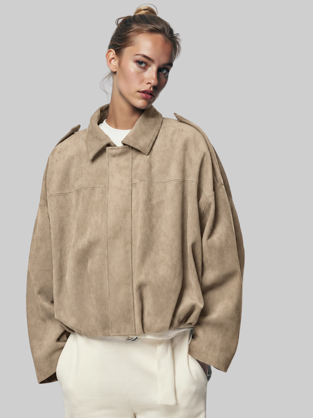 SIACHA Oversized Cropped Bomber Jacket