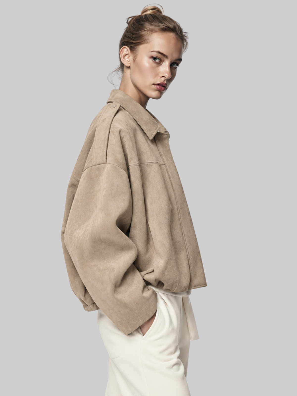 SIACHA Oversized Cropped Bomber Jacket