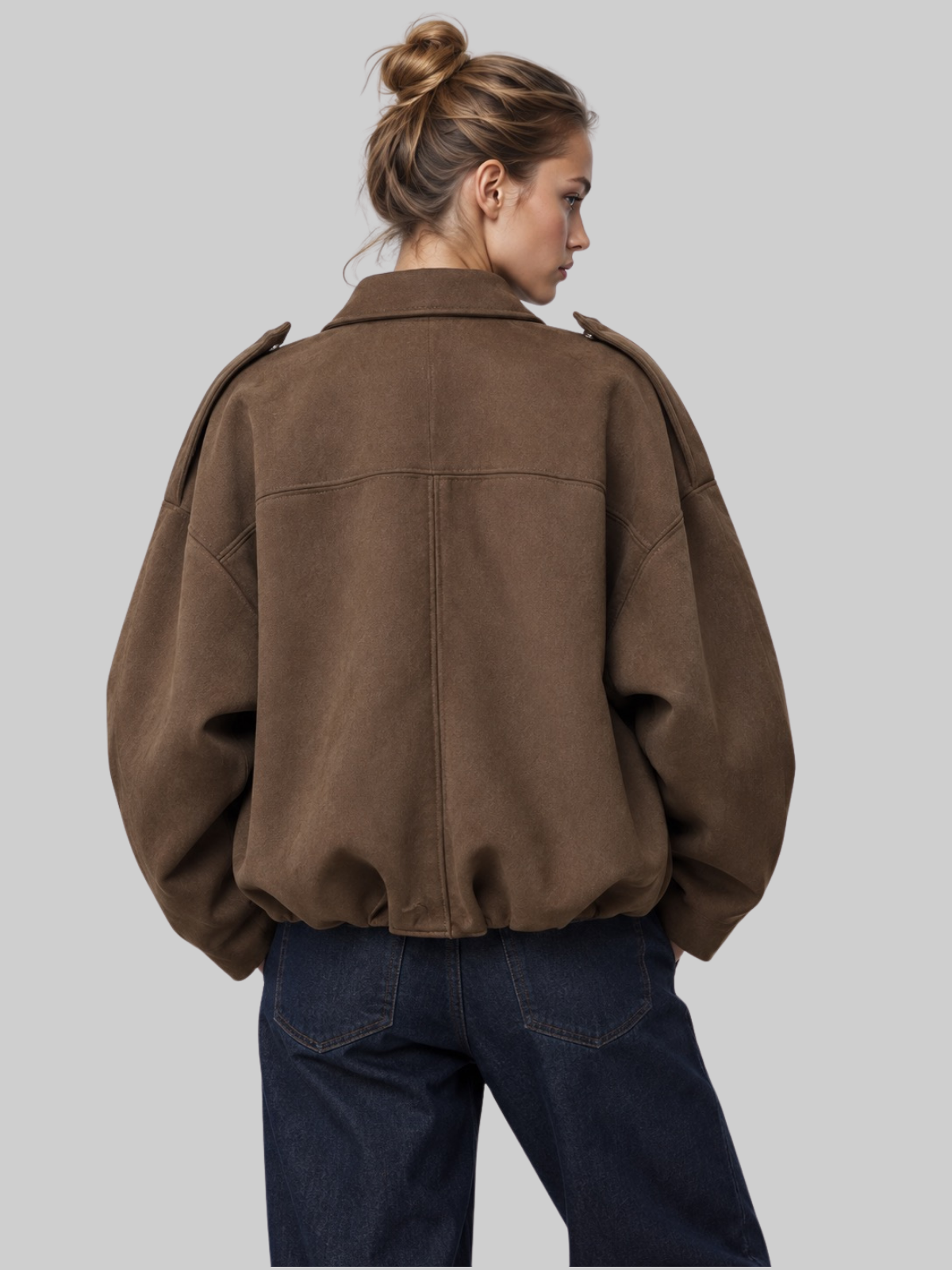 SIACHA Oversized Cropped Bomber Jacket