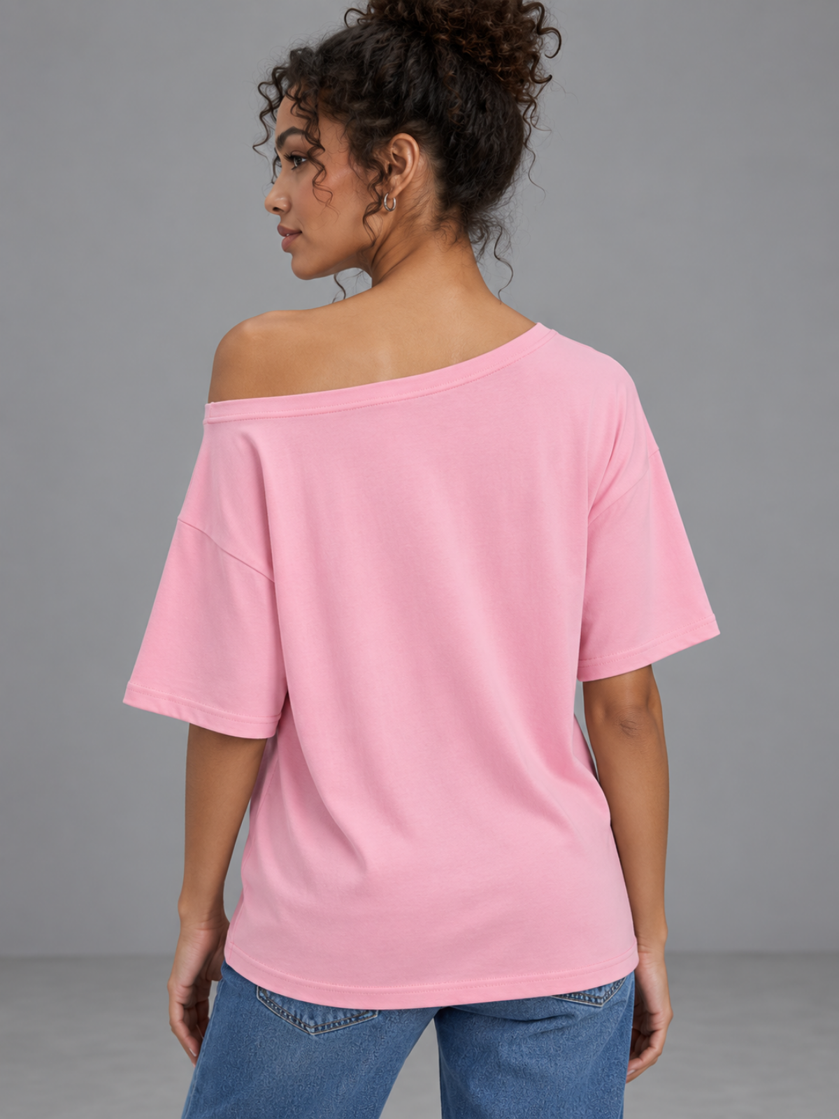One Shoulder Short Sleeve Pink S, Pink M, Pink L, Pink XL