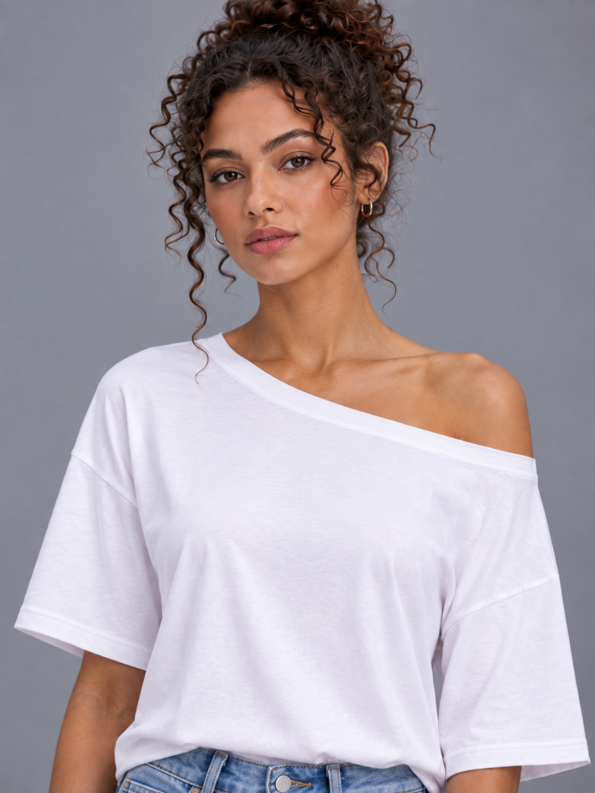 One Shoulder Short Sleeve White S, White M, White L, White XL