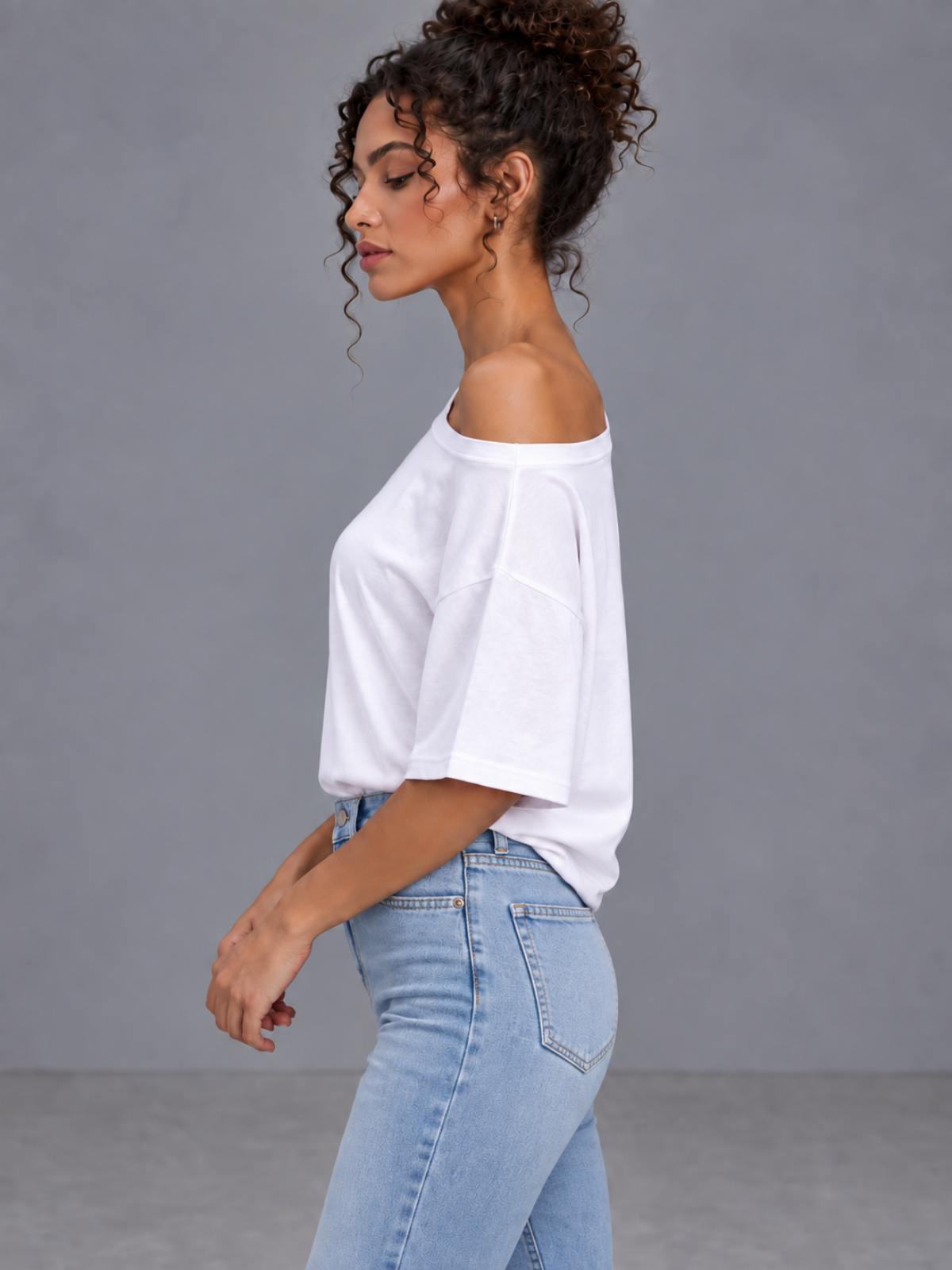 One Shoulder Short Sleeve White S, White M, White L, White XL