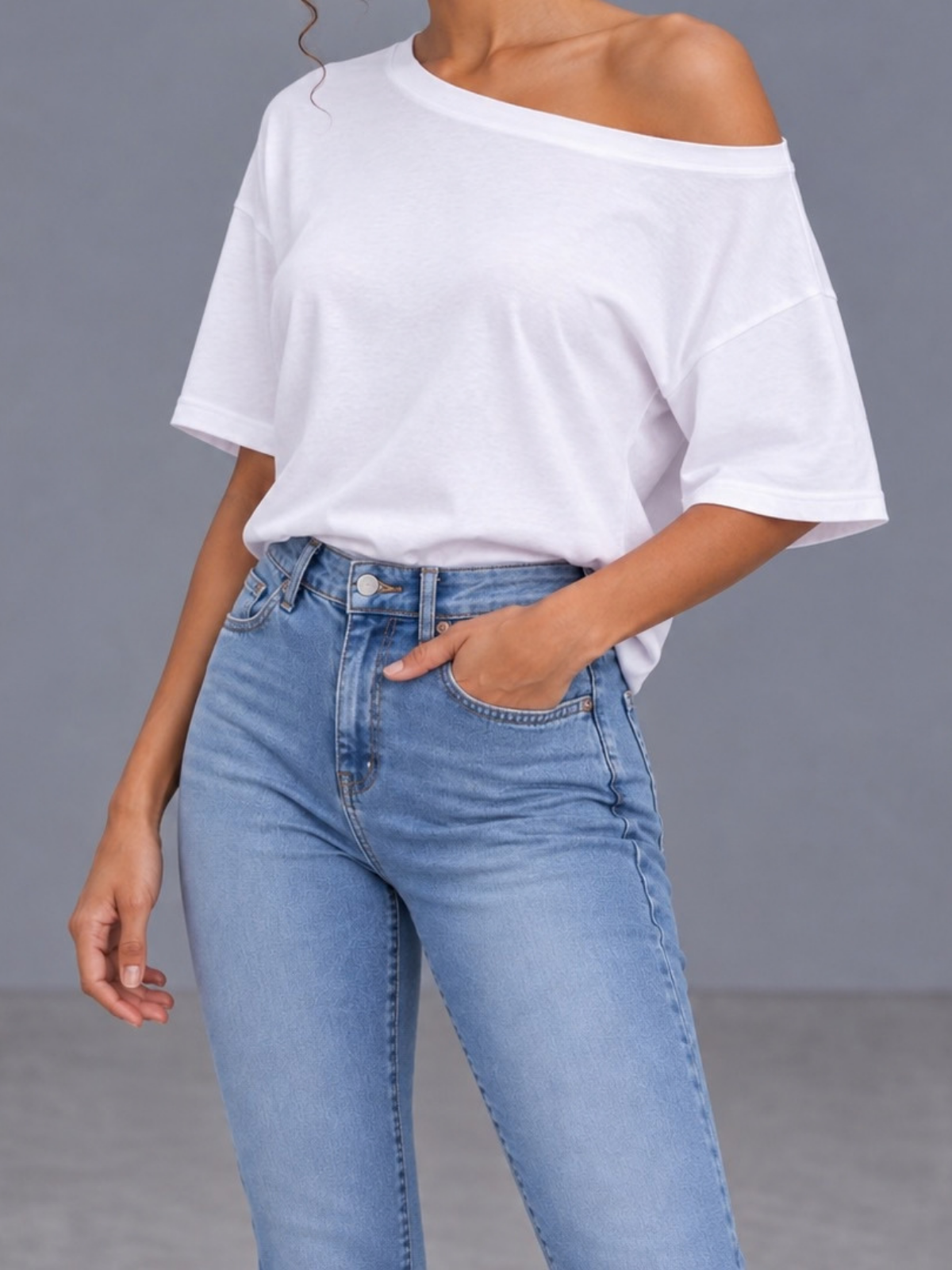 One Shoulder Short Sleeve White S, White M, White L, White XL