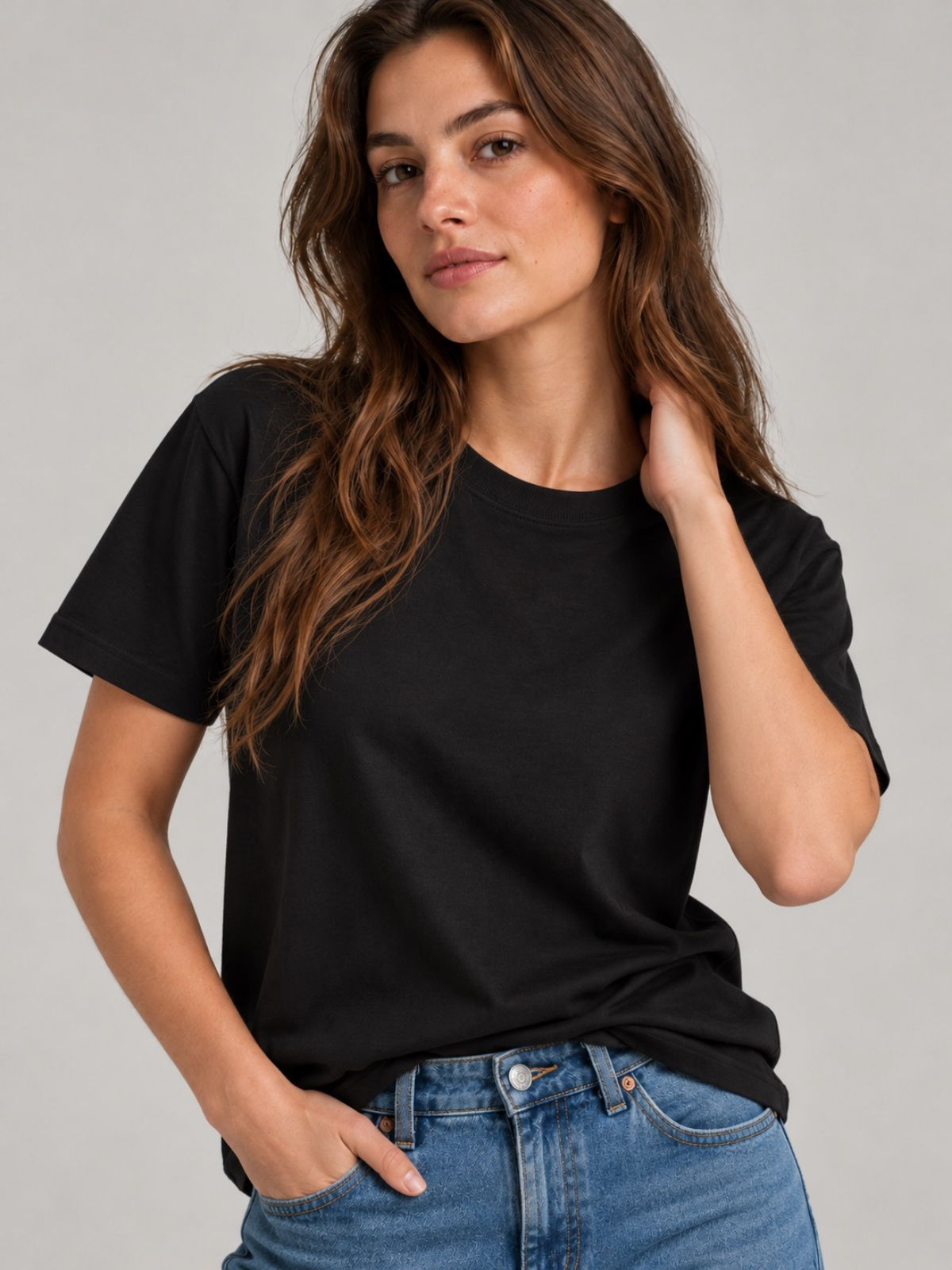 Cotton Short Sleeve Crew Neck T-Shirt Black XS, Black S, Black M, Black L