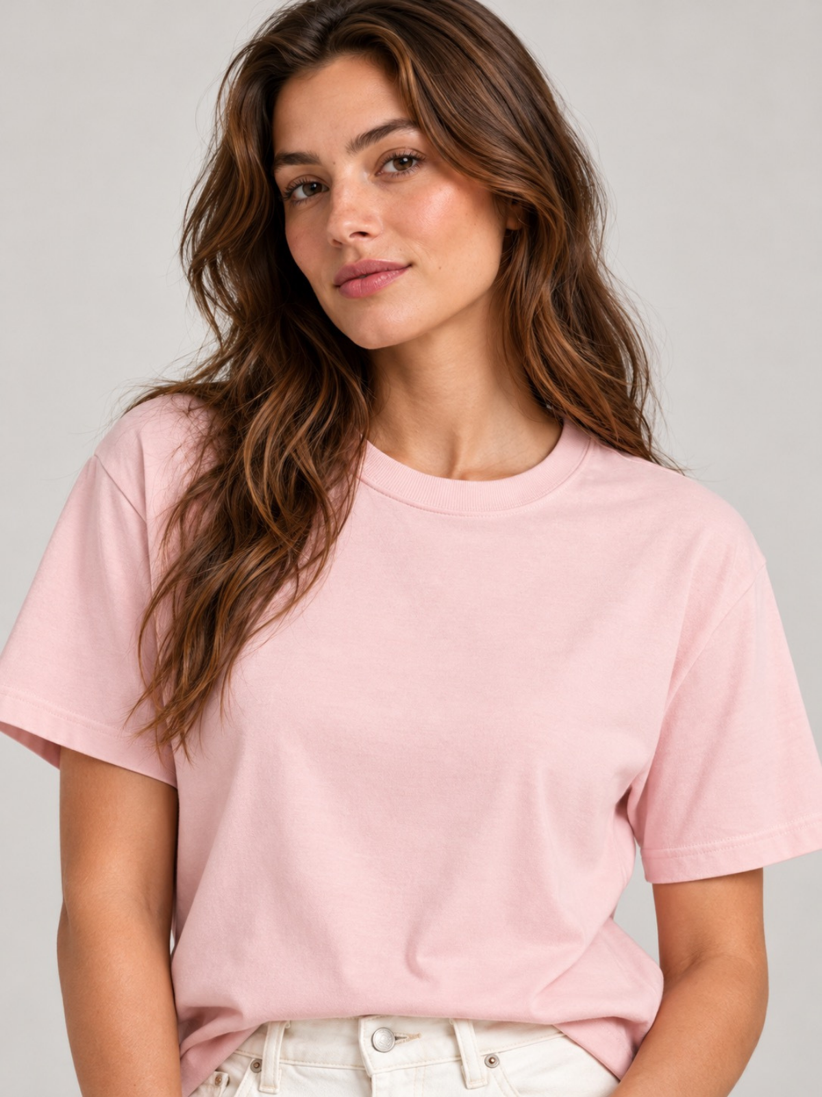 Cotton Short Sleeve Crew Neck T-Shirt Blush XS, Blush S, Blush M, Blush L