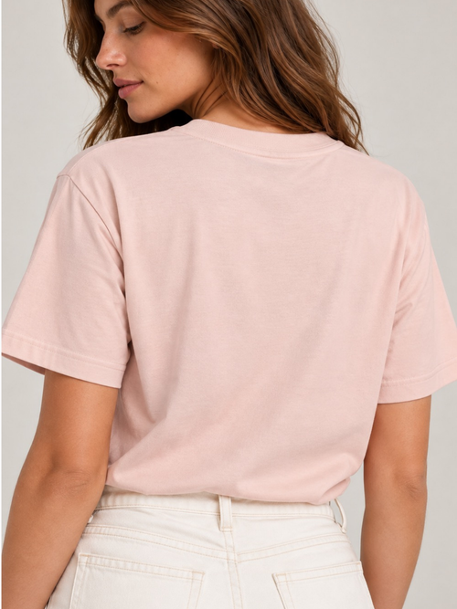 Cotton Short Sleeve Crew Neck T-Shirt Blush XS, Blush S, Blush M, Blush L